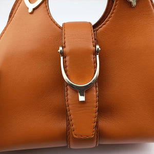 Pre-owned Gucci Stirrup Brown leather 277515 handbag | stylenewstar