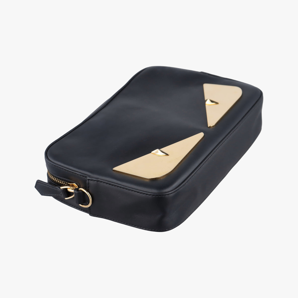 Pre-owned Fendi Monster Camera case Black Leather 7M0286 shoulderbag | stylenewstar