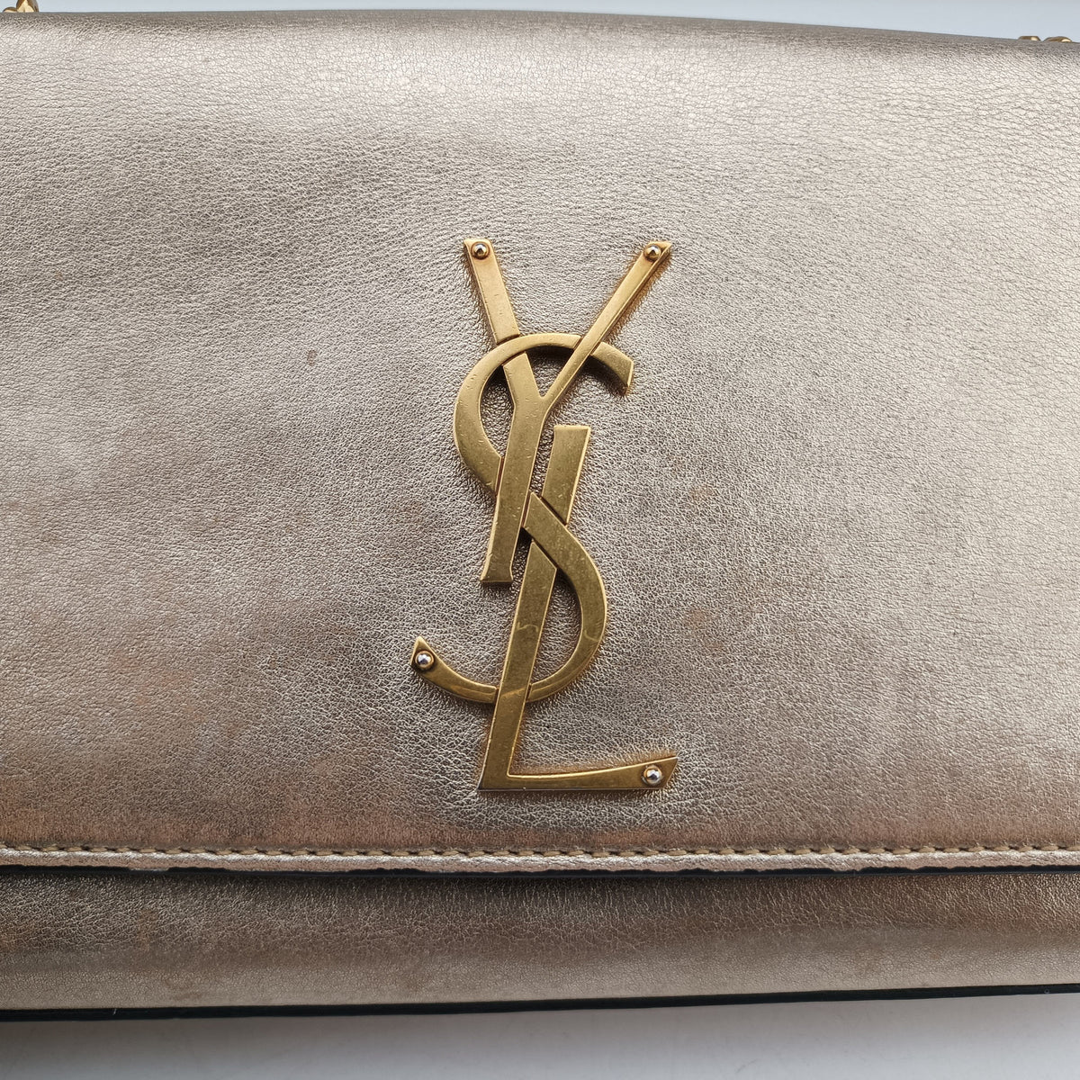 Pre-owned Yves Saint Laurent KATE Golden Leather 469390 shoulderbag | stylenewstar