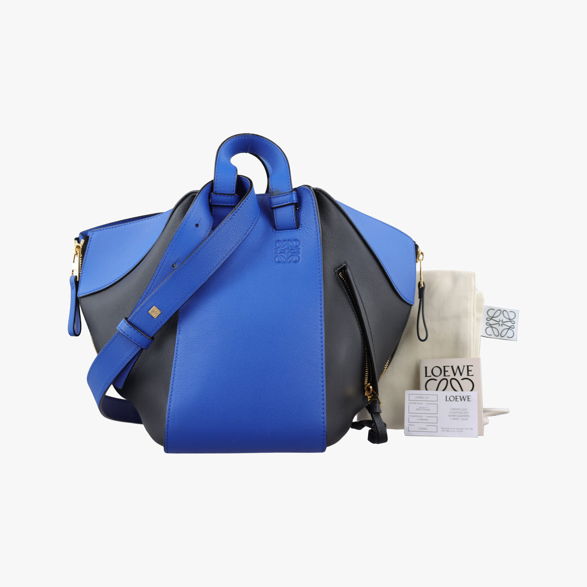 Secondhand Loewe Hammock Black×blue Leather  shoulderbag | stylenewstar