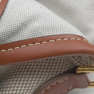 Pre-owned Miu Miu Ivy Ivory×Brown Canvas× leather 5BA281 handbag | stylenewstar