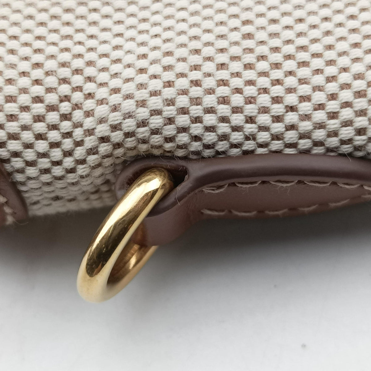 Pre-owned Miu Miu Ivy Ivory×Brown Canvas× leather 5BA281 handbag | stylenewstar