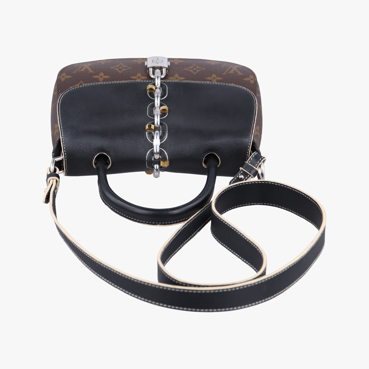 Pre-owned Louis Vuitton Chain It PM Monogram/Brown×Noir Monogram canvas×calf leather M44115 shoulderbag | stylenewstar