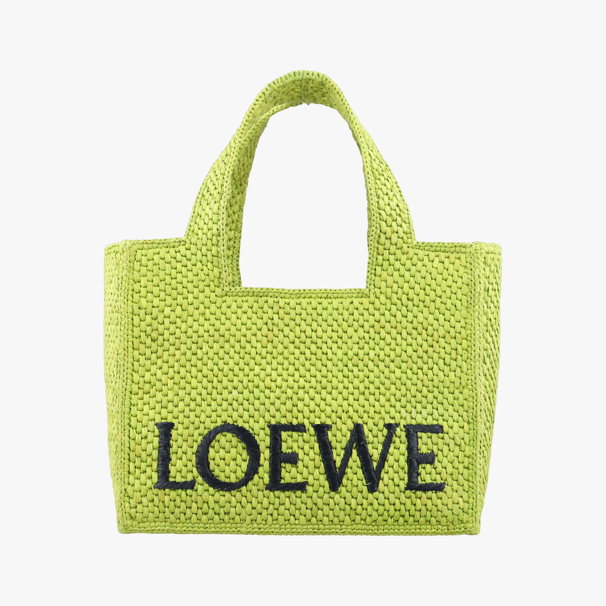 Pre-owned Loewe Font Tote Small Green Raffia A685B59X01 handbag | stylenewstar
