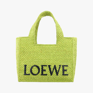 Pre-owned Loewe Font Tote Small Green Raffia A685B59X01 handbag | stylenewstar