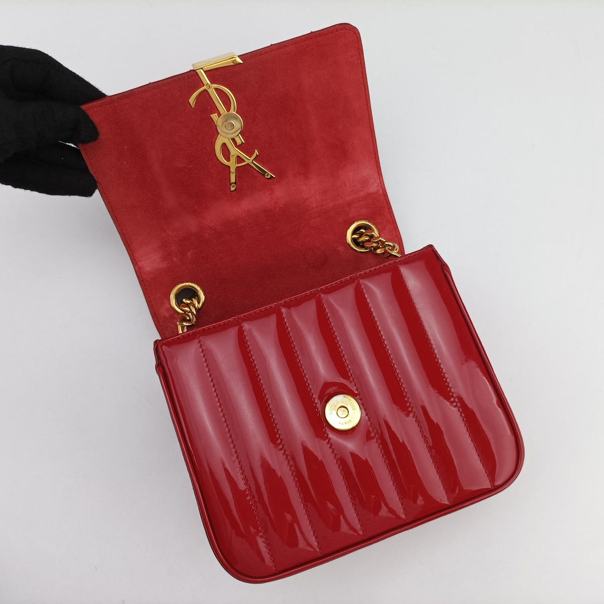 Vintage Yves Saint Laurent VICKY Red Patent Leather 538439 shoulderbag | stylenewstar