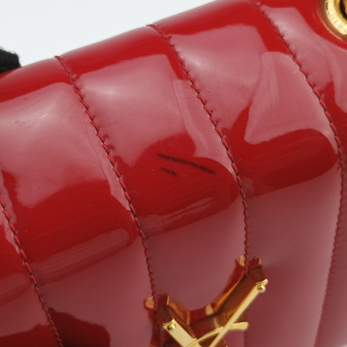 Vintage Yves Saint Laurent VICKY Red Patent Leather 538439 shoulderbag | stylenewstar