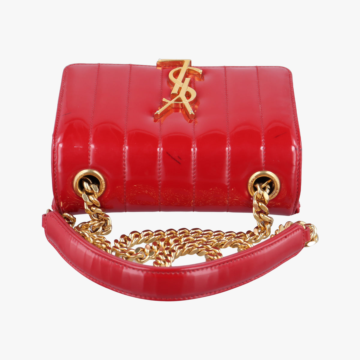 Vintage Yves Saint Laurent VICKY Red Patent Leather 538439 shoulderbag | stylenewstar