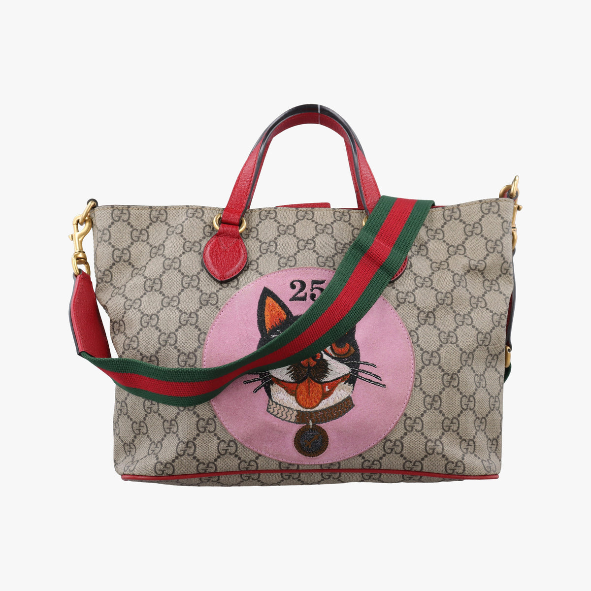 Secondhand Gucci GG Supreme Bosco PATCHED beige×multi PVC coated canvas 473887 shoulderbag | stylenewstar