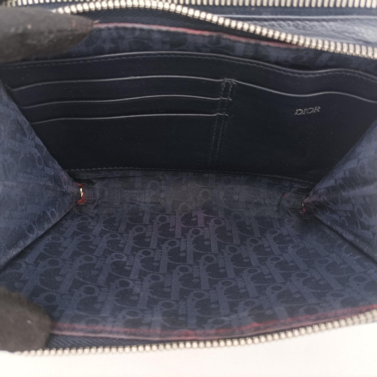 Pre-owned Christian Dior Air Jordan Wings Messenger Blue Leather 2NIBC119YWD shoulderbag | stylenewstar