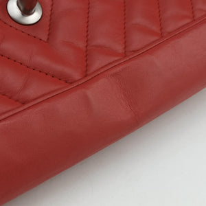 Vintage Chanel Chevron Jersey Trim Leo Lion Red Leather A49312 shoulderbag | stylenewstar