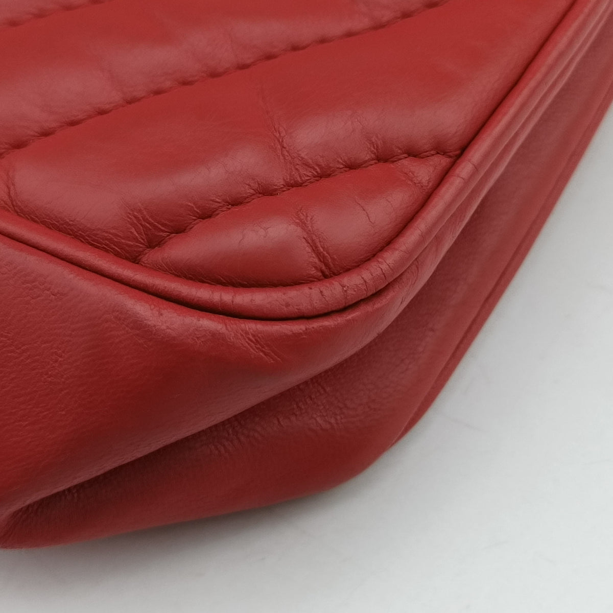 Vintage Chanel Chevron Jersey Trim Leo Lion Red Leather A49312 shoulderbag | stylenewstar