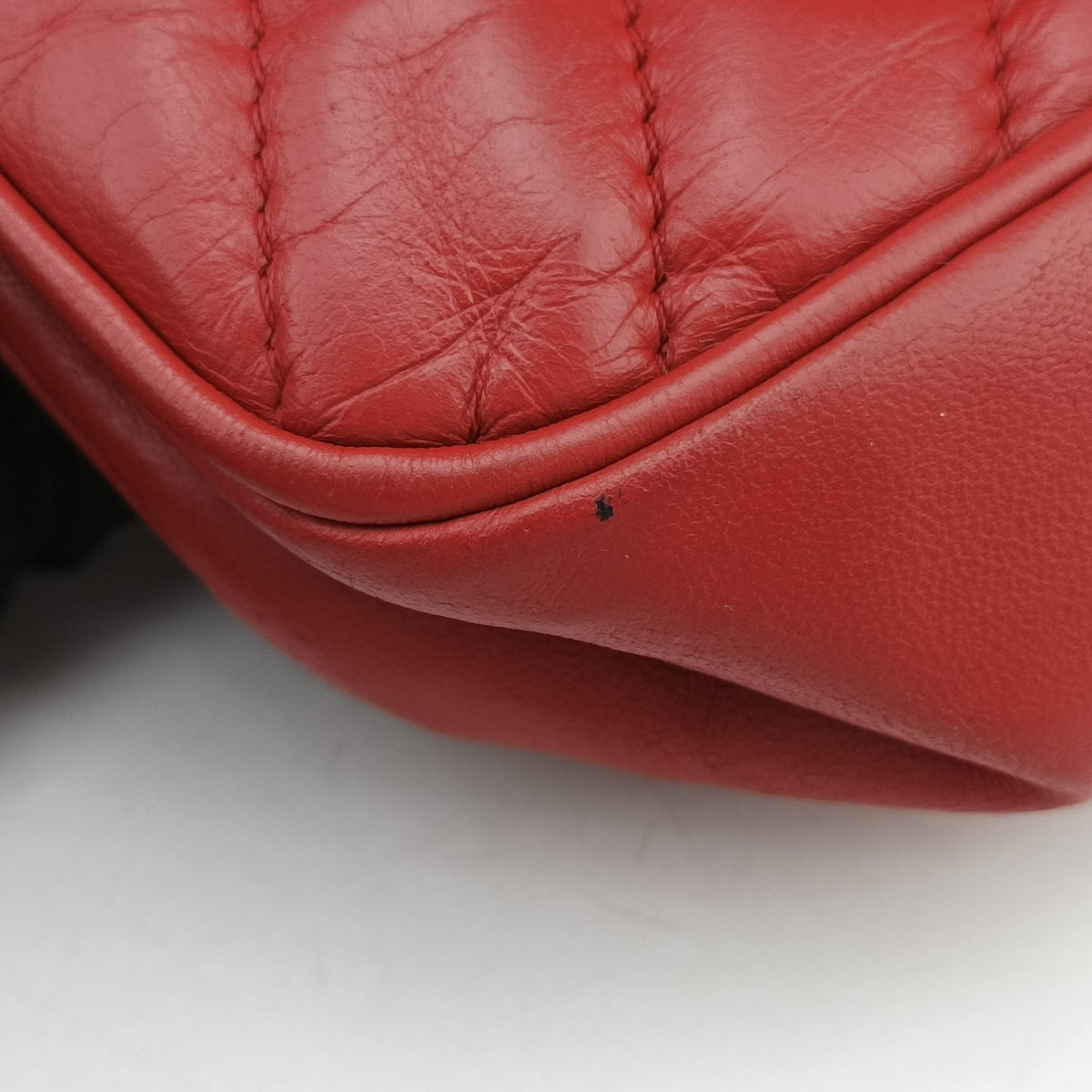 Vintage Chanel Chevron Jersey Trim Leo Lion Red Leather A49312 shoulderbag | stylenewstar