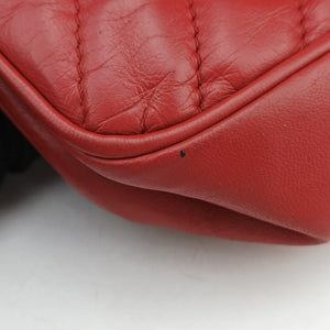 Vintage Chanel Chevron Jersey Trim Leo Lion Red Leather A49312 shoulderbag | stylenewstar