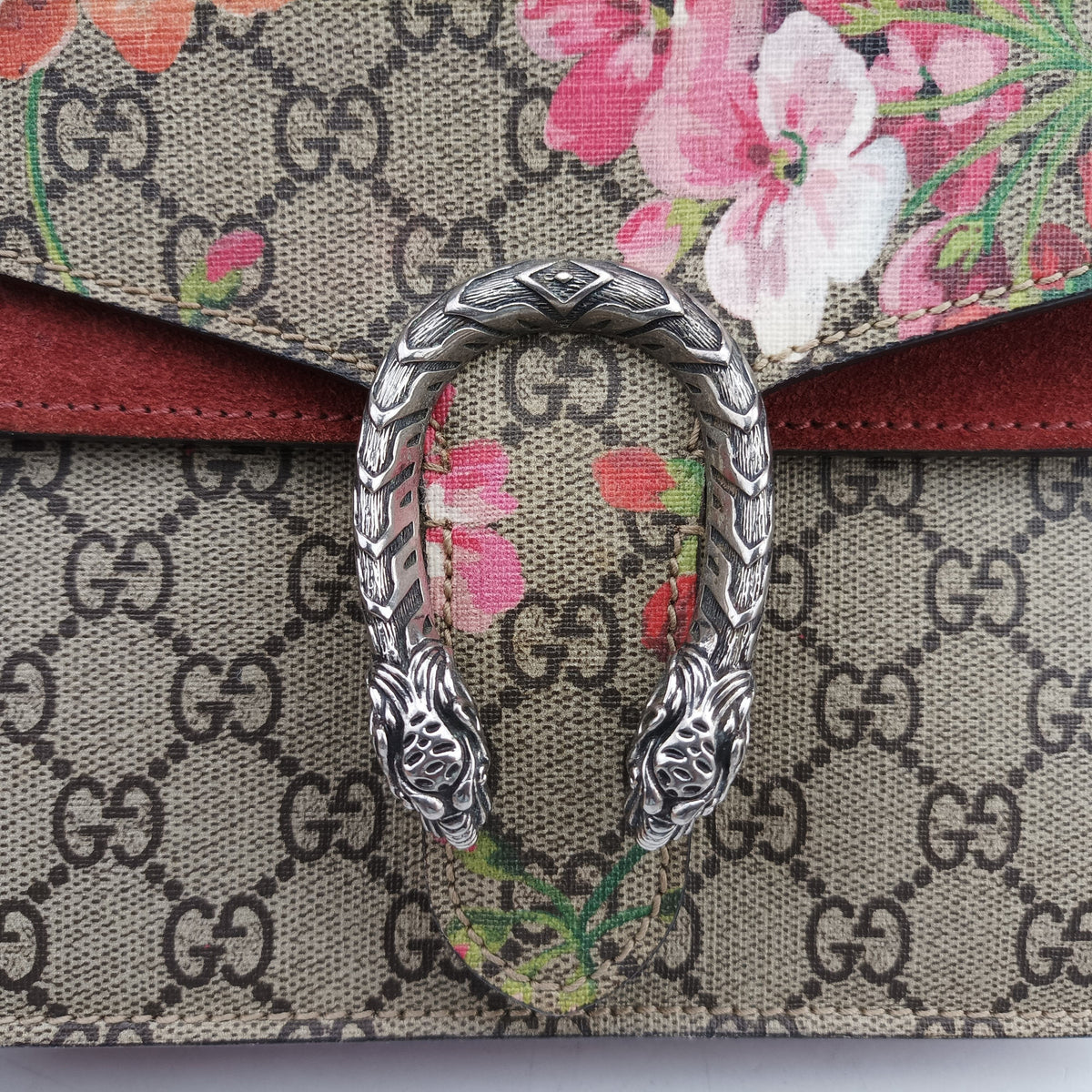 Pre-owned Gucci Dionysus beige×red PVC coated canvas × suede 421970 shoulderbag | stylenewstar