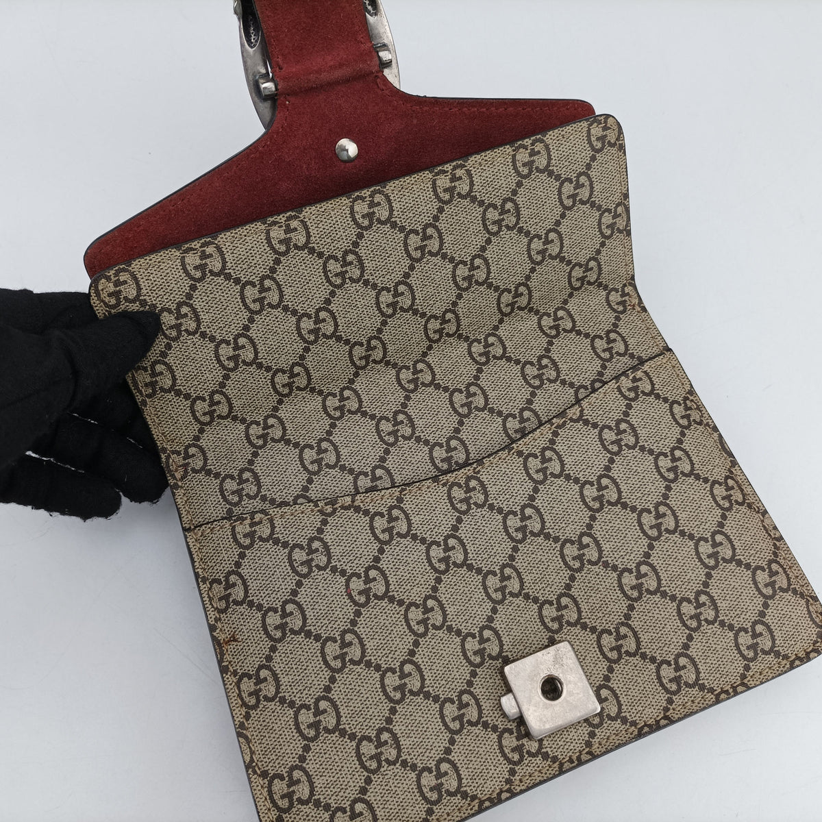 Pre-owned Gucci Dionysus beige×red PVC coated canvas × suede 421970 shoulderbag | stylenewstar