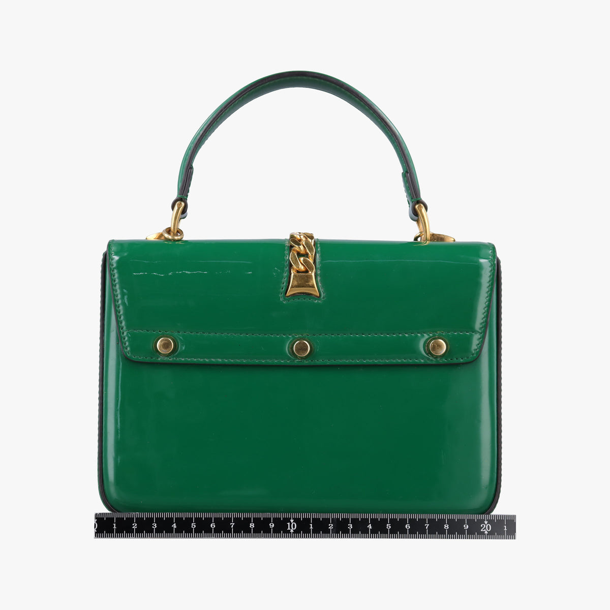 Pre-owned Gucci Sylvie Green Patent Leather 589479 handbag | stylenewstar