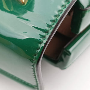 Pre-owned Gucci Sylvie Green Patent Leather 589479 handbag | stylenewstar