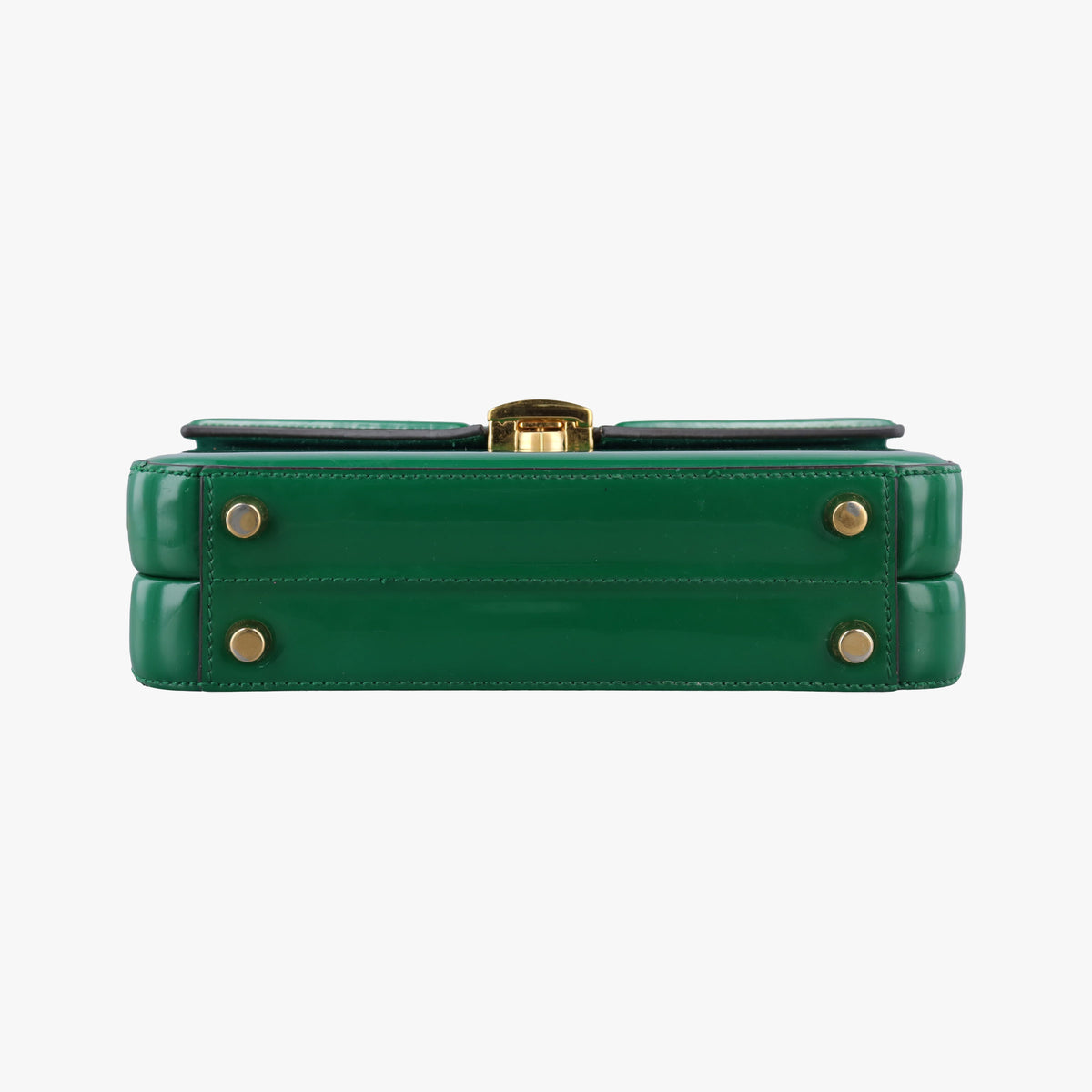 Pre-owned Gucci Sylvie Green Patent Leather 589479 handbag | stylenewstar