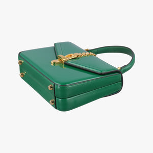 Pre-owned Gucci Sylvie Green Patent Leather 589479 handbag | stylenewstar