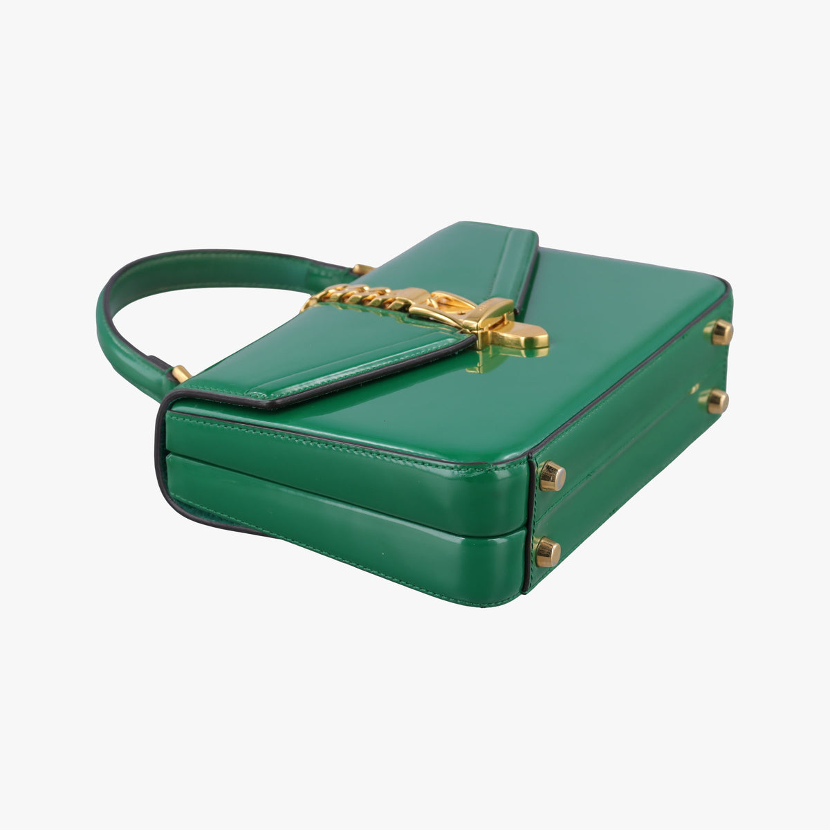 Pre-owned Gucci Sylvie Green Patent Leather 589479 handbag | stylenewstar