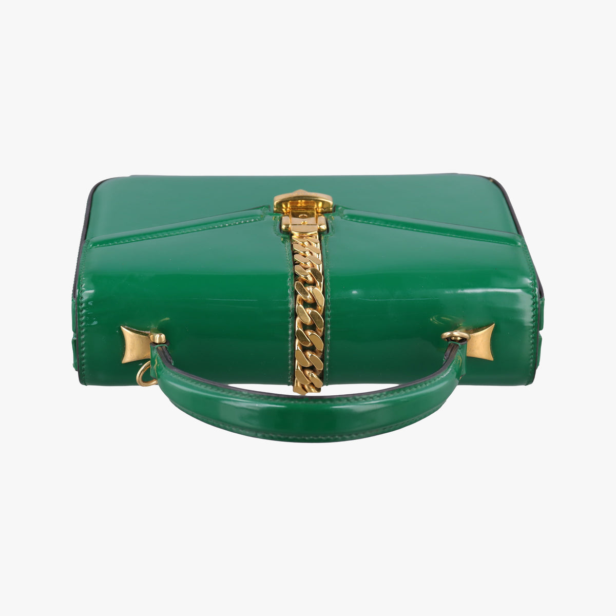 Pre-owned Gucci Sylvie Green Patent Leather 589479 handbag | stylenewstar