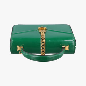 Pre-owned Gucci Sylvie Green Patent Leather 589479 handbag | stylenewstar