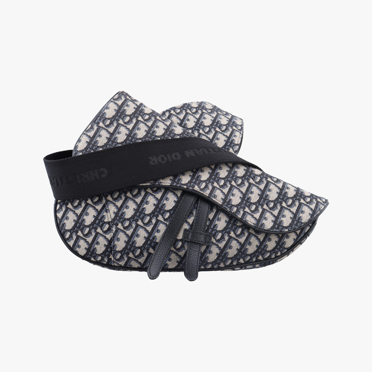 Pre-owned Christian Dior Saddle Navy Jacquard×Leather  crossbodybag | stylenewstar