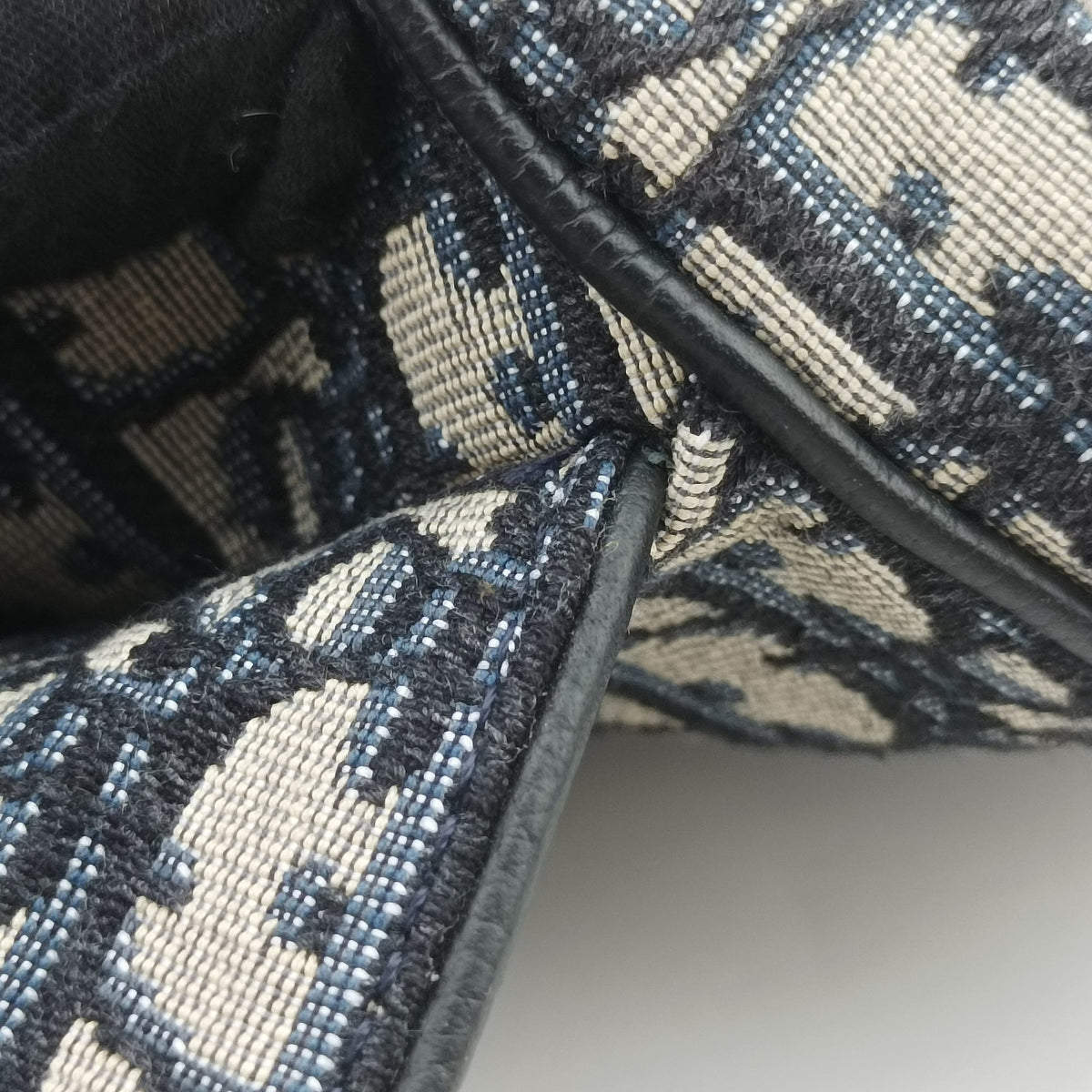 Pre-owned Christian Dior Saddle Navy Jacquard×Leather  crossbodybag | stylenewstar