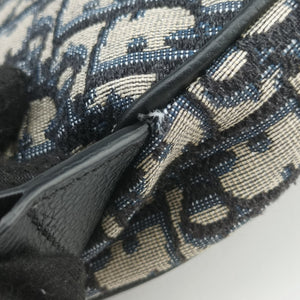 Pre-owned Christian Dior Saddle Navy Jacquard×Leather  crossbodybag | stylenewstar
