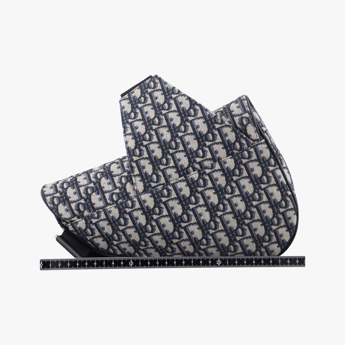 Pre-owned Christian Dior Saddle Navy Jacquard×Leather  crossbodybag | stylenewstar