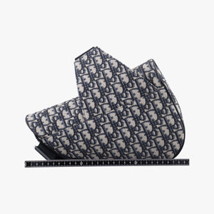 Pre-owned Christian Dior Saddle Navy Jacquard×Leather  crossbodybag | stylenewstar