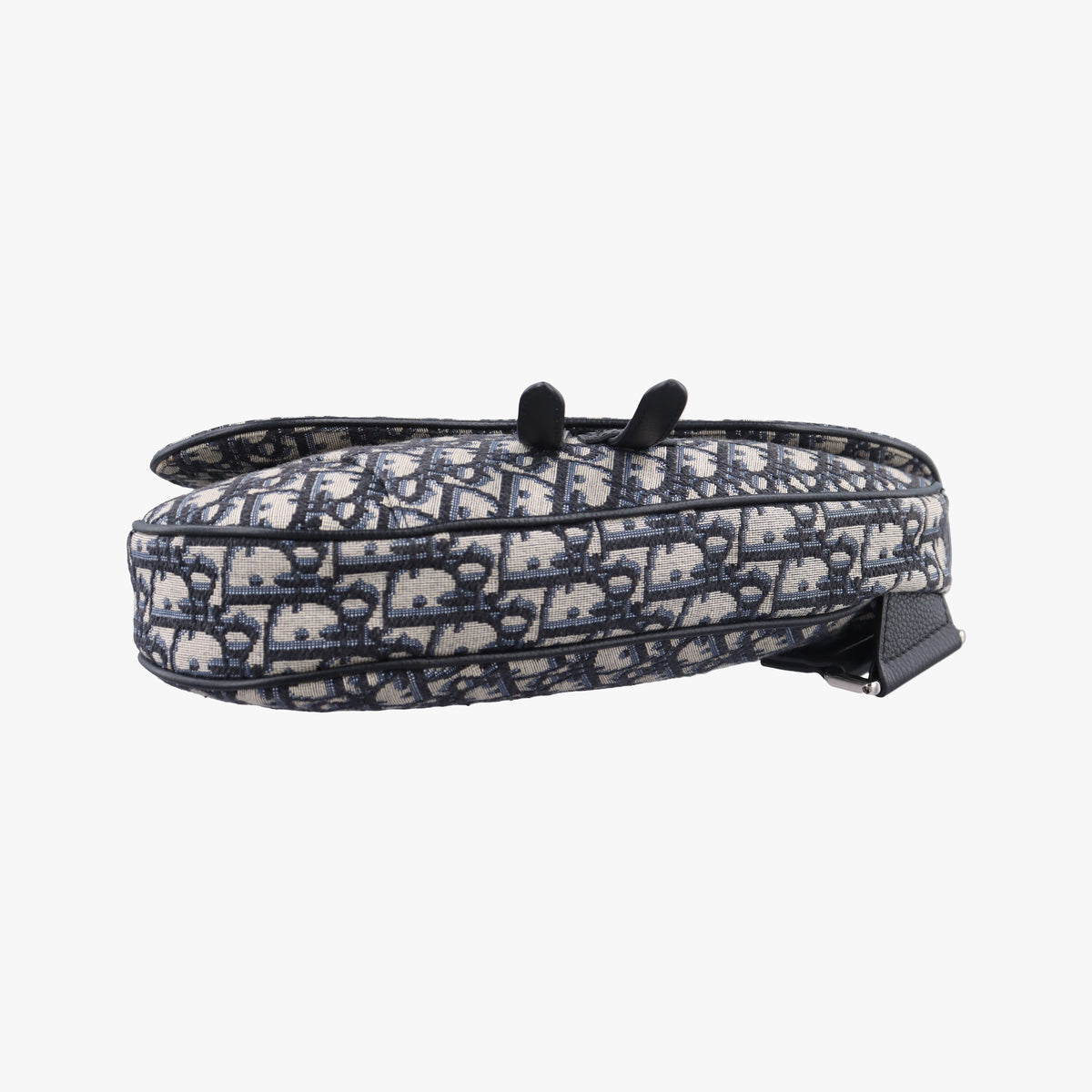 Pre-owned Christian Dior Saddle Navy Jacquard×Leather  crossbodybag | stylenewstar
