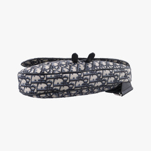 Pre-owned Christian Dior Saddle Navy Jacquard×Leather  crossbodybag | stylenewstar
