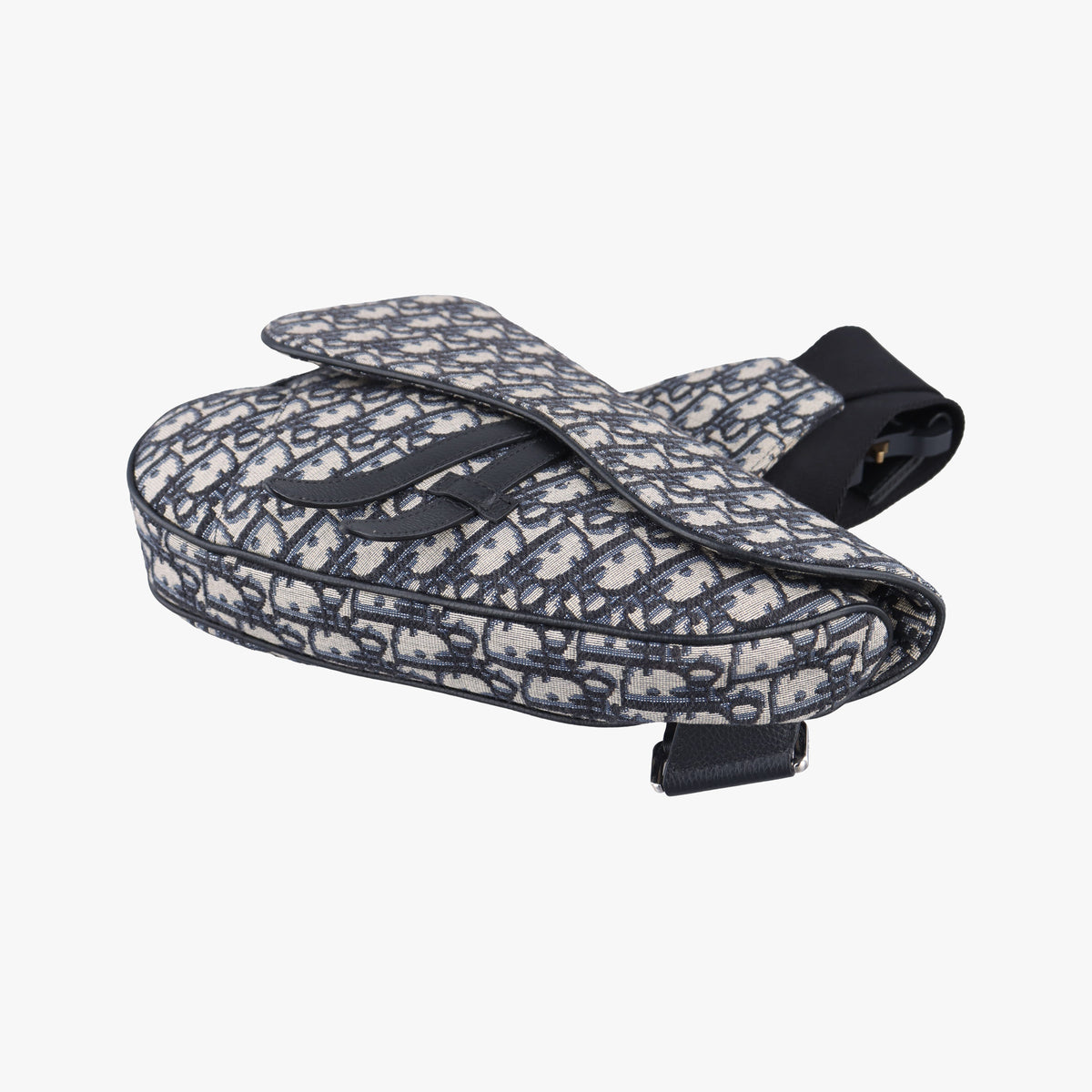 Pre-owned Christian Dior Saddle Navy Jacquard×Leather  crossbodybag | stylenewstar