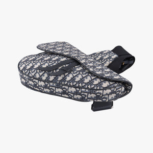 Pre-owned Christian Dior Saddle Navy Jacquard×Leather  crossbodybag | stylenewstar
