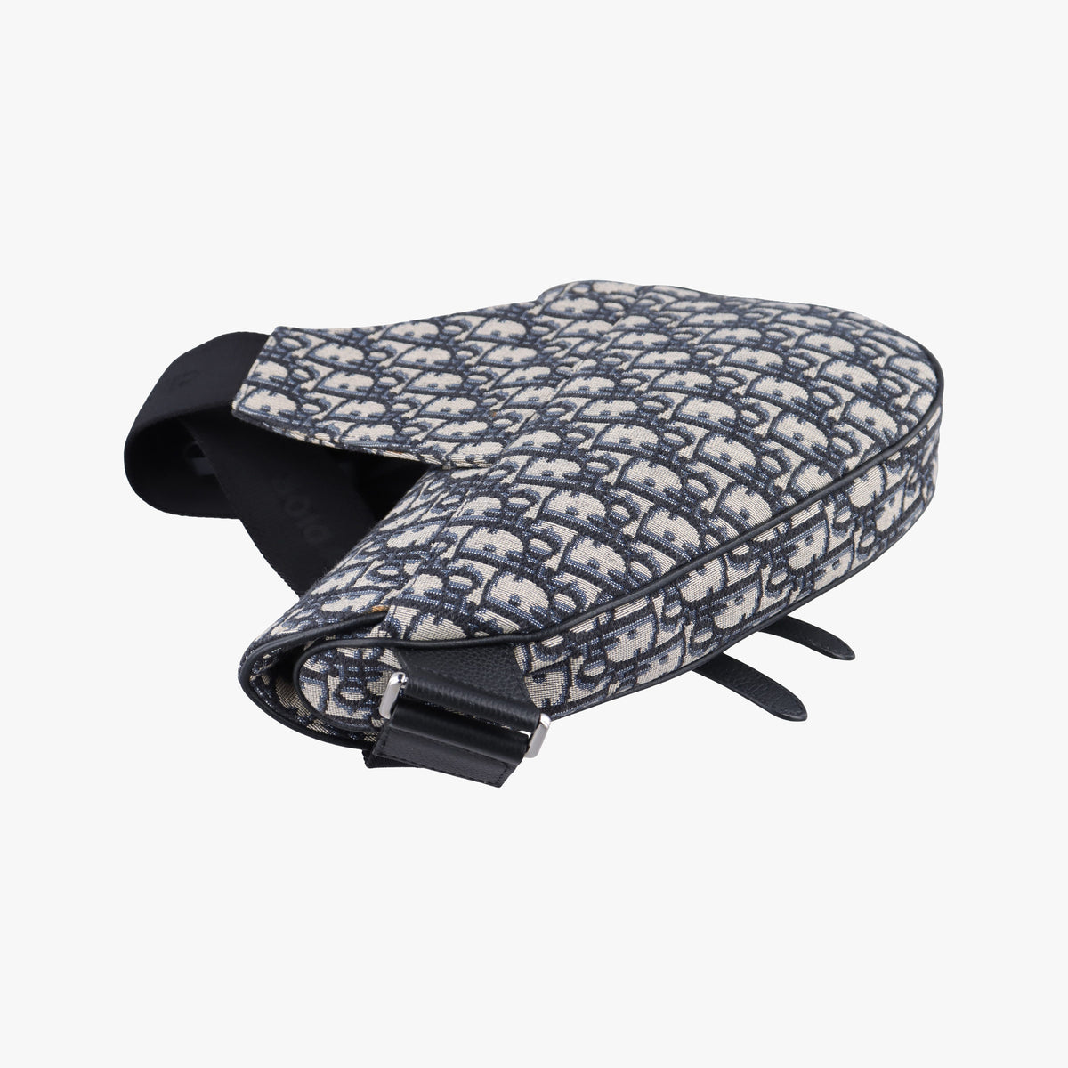 Pre-owned Christian Dior Saddle Navy Jacquard×Leather  crossbodybag | stylenewstar