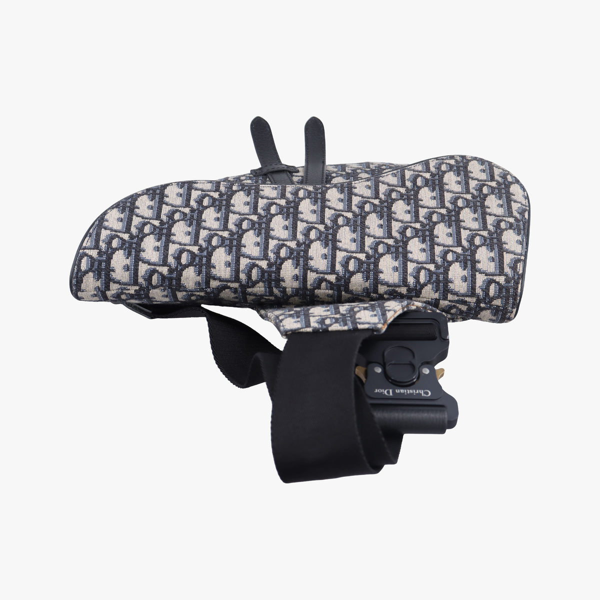 Pre-owned Christian Dior Saddle Navy Jacquard×Leather  crossbodybag | stylenewstar