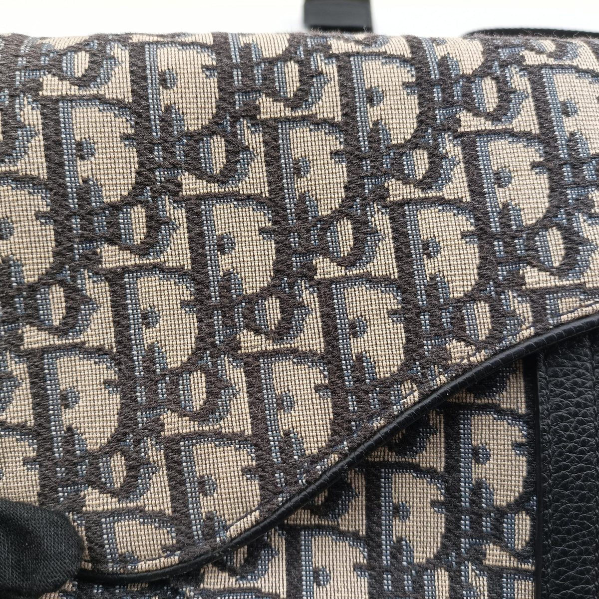 Pre-owned Christian Dior saddle Navy Jacquard×Leather  bum bag/waist bag | stylenewstar