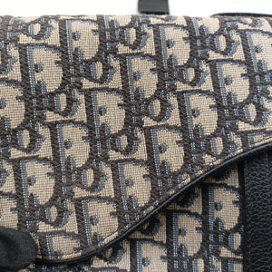 Pre-owned Christian Dior saddle Navy Jacquard×Leather  bum bag/waist bag | stylenewstar