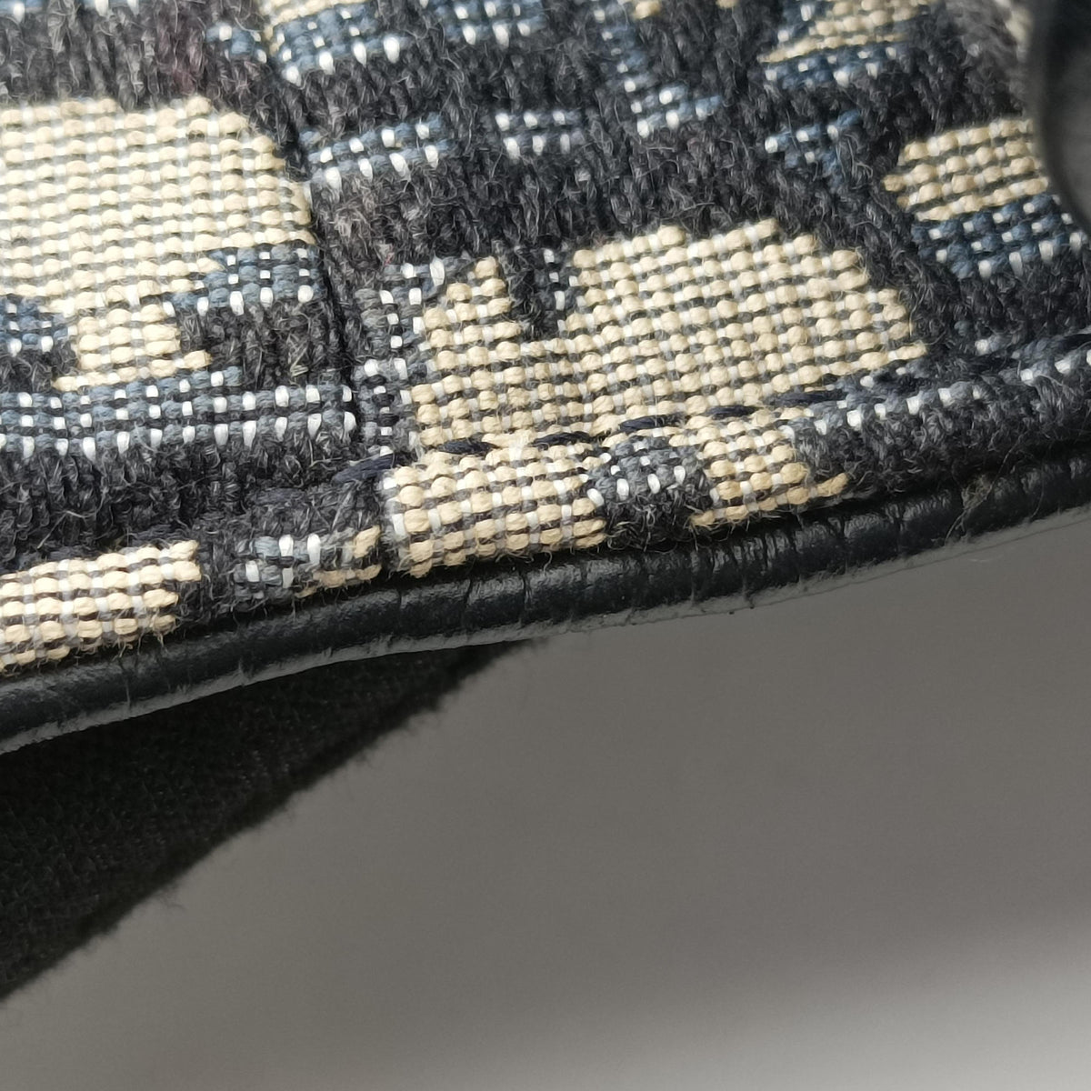 Pre-owned Christian Dior saddle Navy Jacquard×Leather  bum bag/waist bag | stylenewstar
