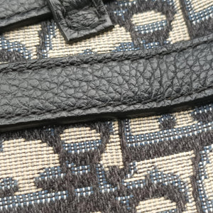 Pre-owned Christian Dior saddle Navy Jacquard×Leather  bum bag/waist bag | stylenewstar