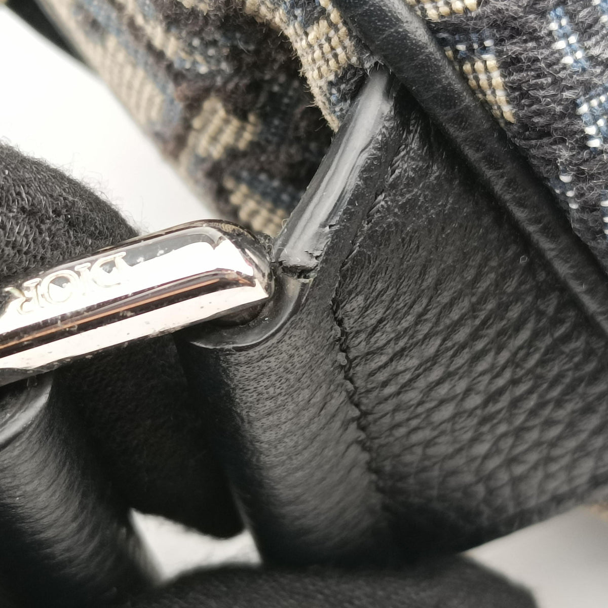 Pre-owned Christian Dior saddle Navy Jacquard×Leather  bum bag/waist bag | stylenewstar