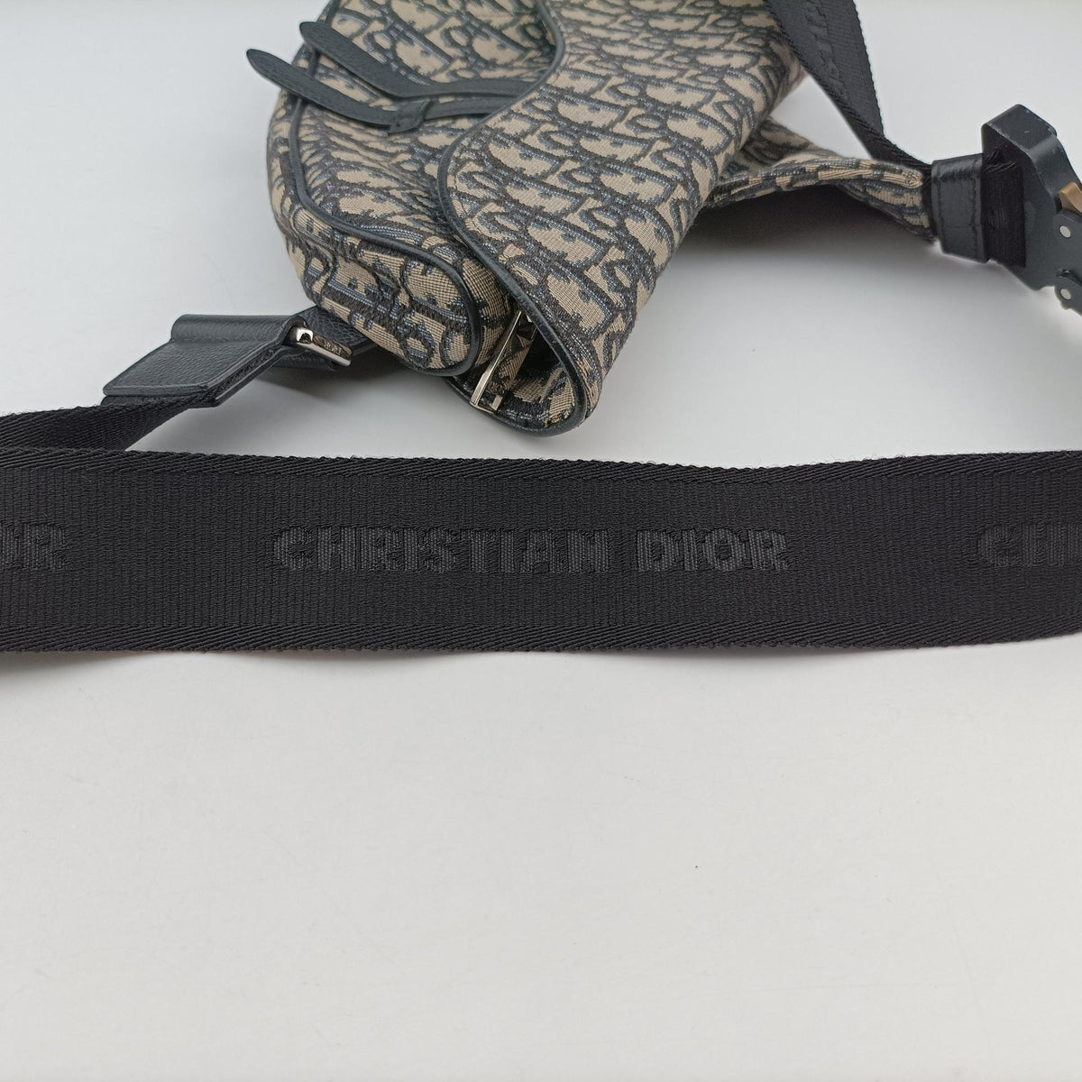 Pre-owned Christian Dior saddle Navy Jacquard×Leather  bum bag/waist bag | stylenewstar