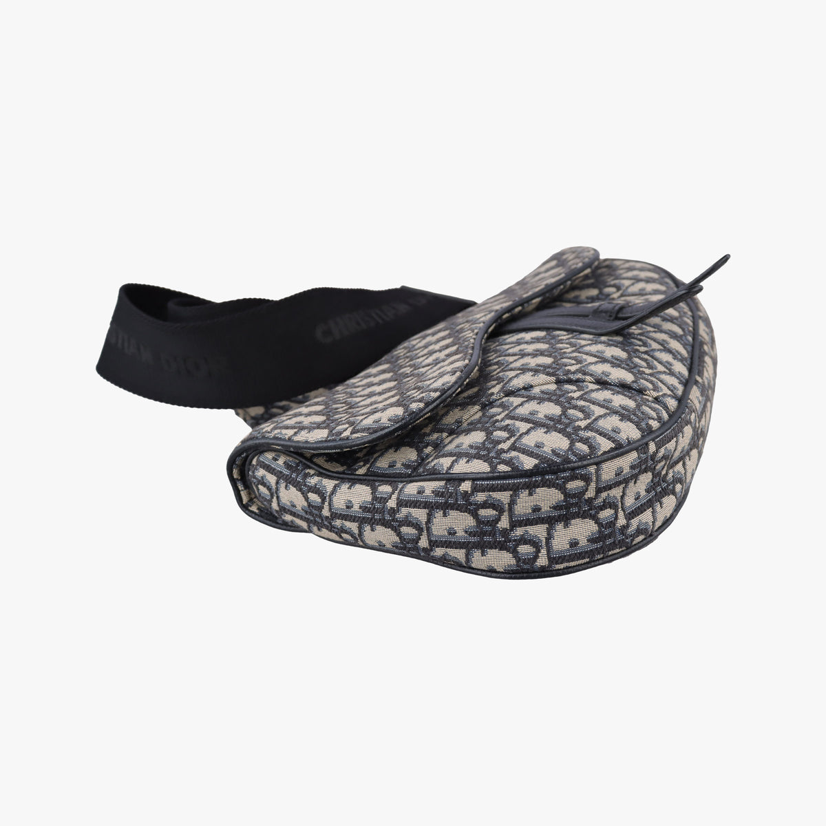 Pre-owned Christian Dior saddle Navy Jacquard×Leather  bum bag/waist bag | stylenewstar