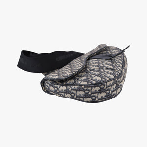 Pre-owned Christian Dior saddle Navy Jacquard×Leather  bum bag/waist bag | stylenewstar