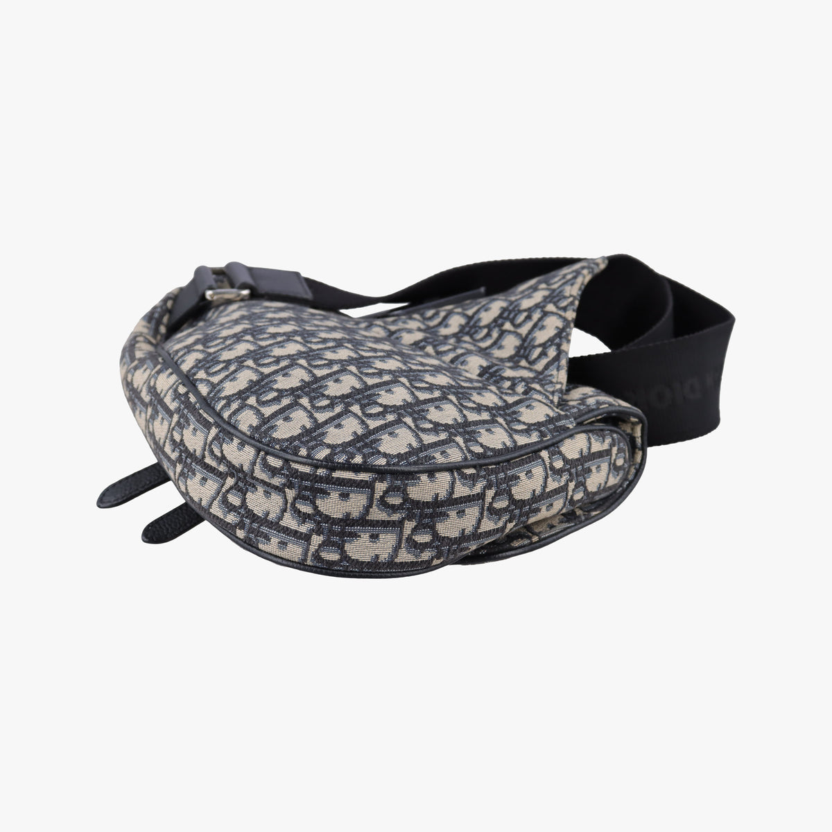 Pre-owned Christian Dior saddle Navy Jacquard×Leather  bum bag/waist bag | stylenewstar