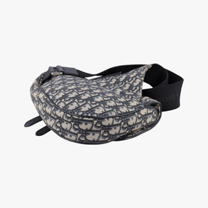 Pre-owned Christian Dior saddle Navy Jacquard×Leather  bum bag/waist bag | stylenewstar