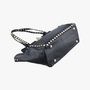 Pre-owned Valentino Rockstud Black Leather  shoulderbag | stylenewstar