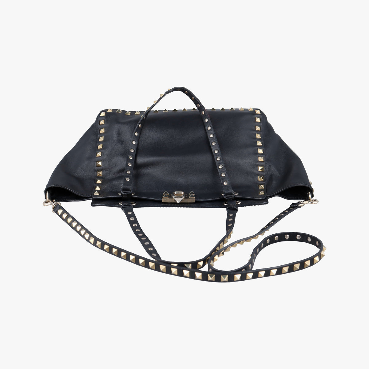 Pre-owned Valentino Rockstud Black Leather  shoulderbag | stylenewstar